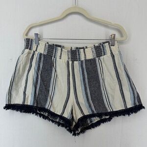 No Boundaries Striped Fringe Shorts Size XXL Blue White